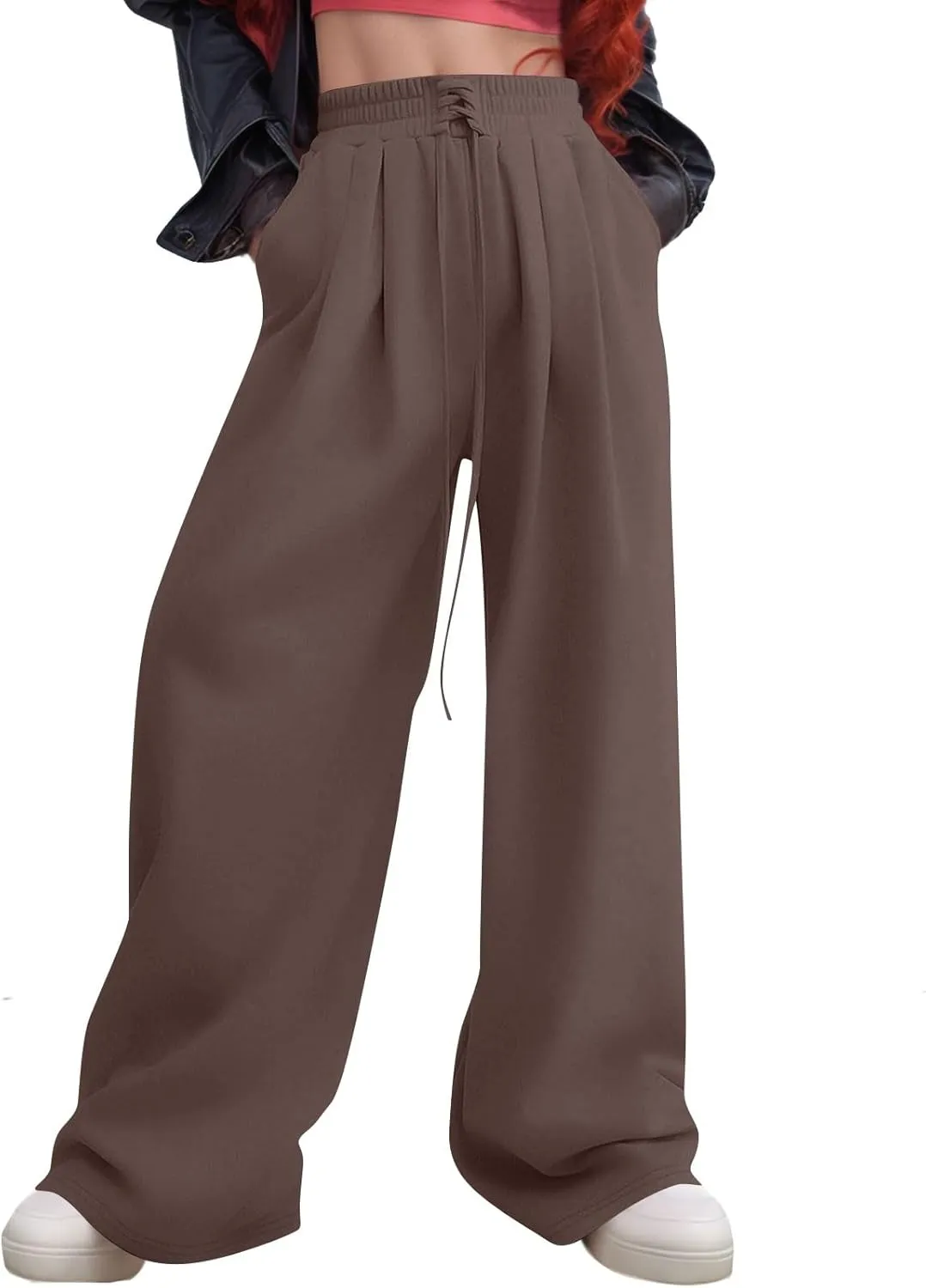 Oversized Wide Leg Sweatpants Women Baggy Drawstring High Waisted Sweatpants Active Workout Pants with Pockets