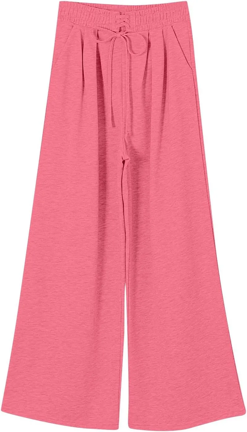 Oversized Wide Leg Sweatpants Women Baggy Drawstring High Waisted Sweatpants Active Workout Pants with Pockets