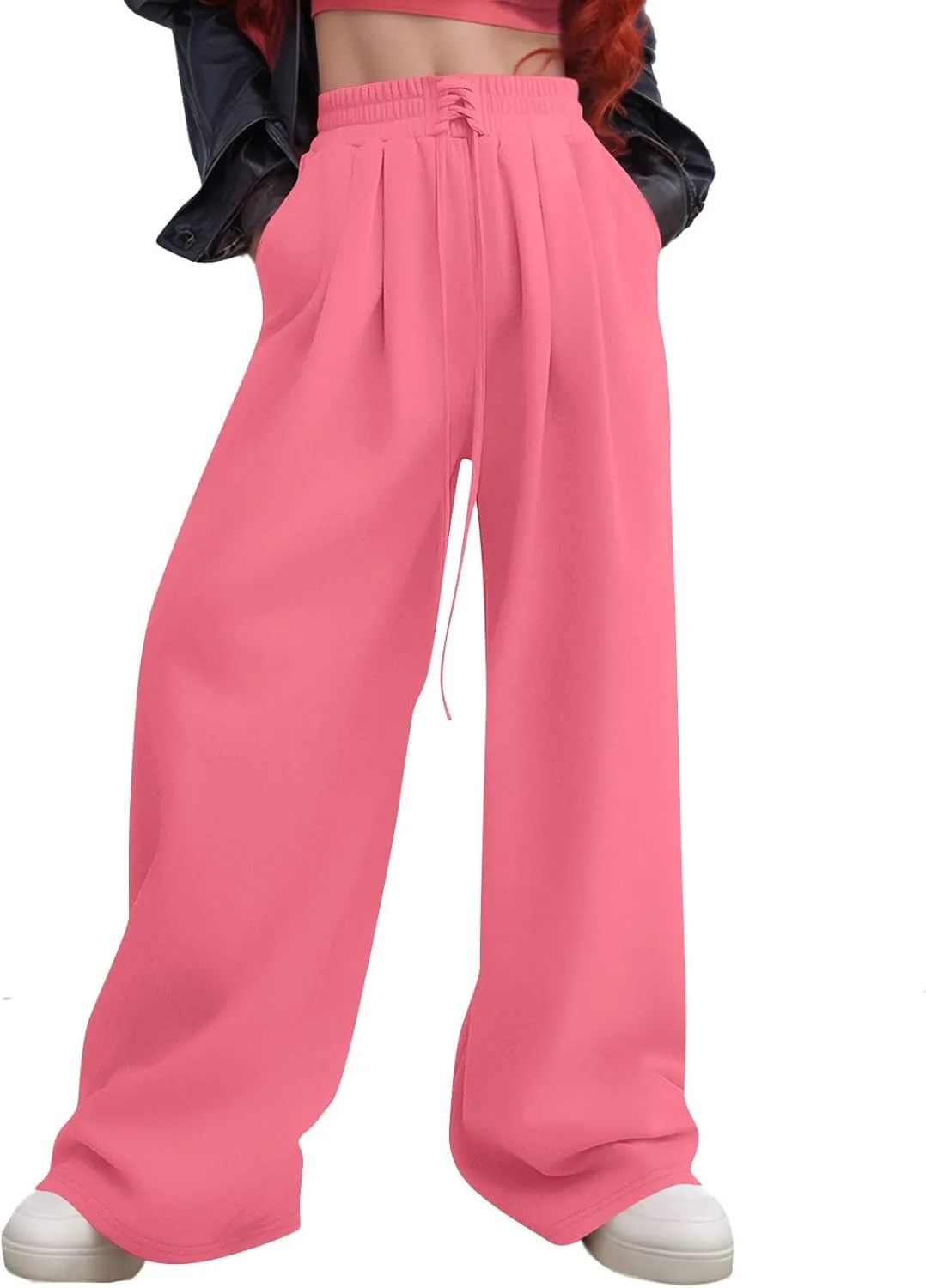 Oversized Wide Leg Sweatpants Women Baggy Drawstring High Waisted Sweatpants Active Workout Pants with Pockets