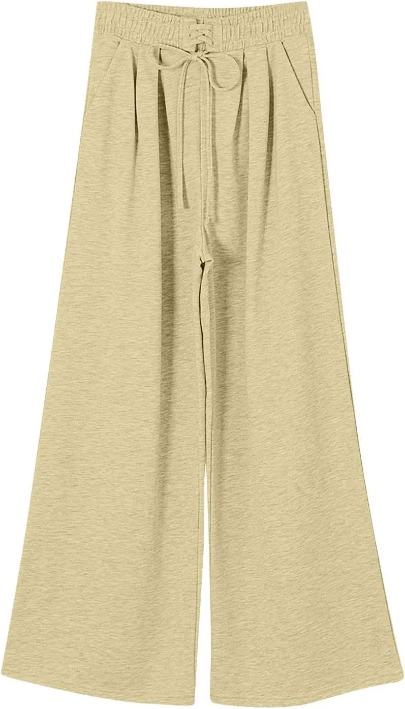 Oversized Wide Leg Sweatpants Women Baggy Drawstring High Waisted Sweatpants Active Workout Pants with Pockets