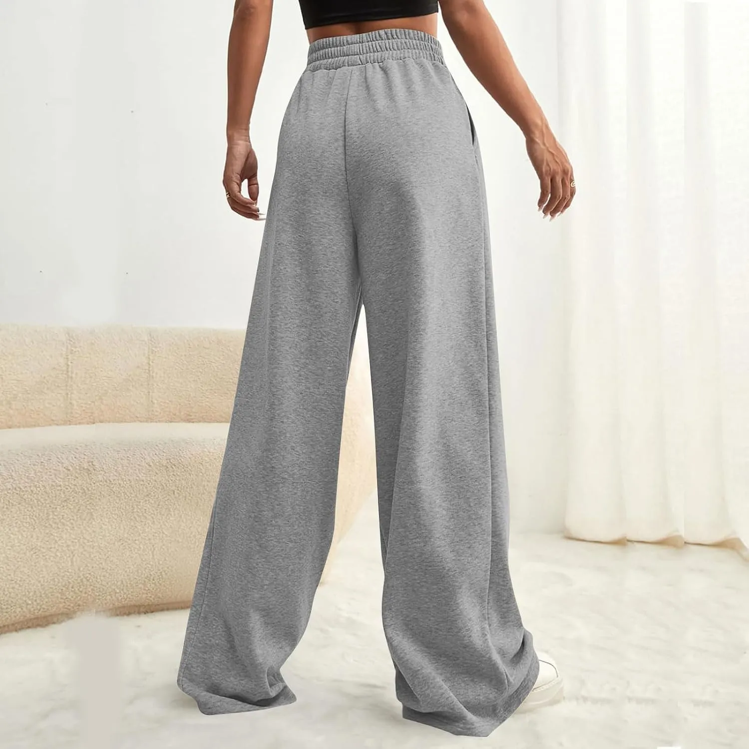 Oversized Wide Leg Sweatpants Women Baggy Drawstring High Waisted Sweatpants Active Workout Pants with Pockets