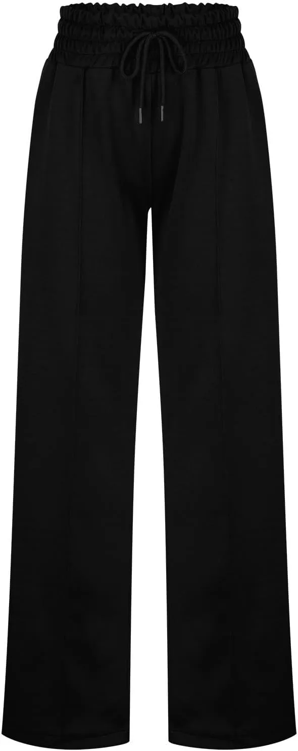 Palazzo Pants for Women Plus Size Baggy Wide Leg Trousers Elastic Waisted Casual Long Pants Solid Straight Work Pants
