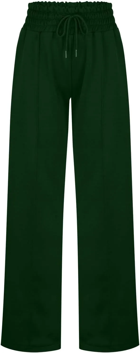 Palazzo Pants for Women Plus Size Baggy Wide Leg Trousers Elastic Waisted Casual Long Pants Solid Straight Work Pants
