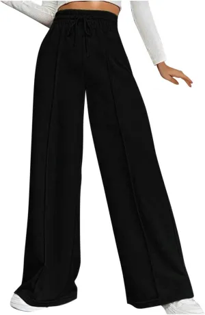 Palazzo Pants for Women Plus Size Baggy Wide Leg Trousers Elastic Waisted Casual Long Pants Solid Straight Work Pants