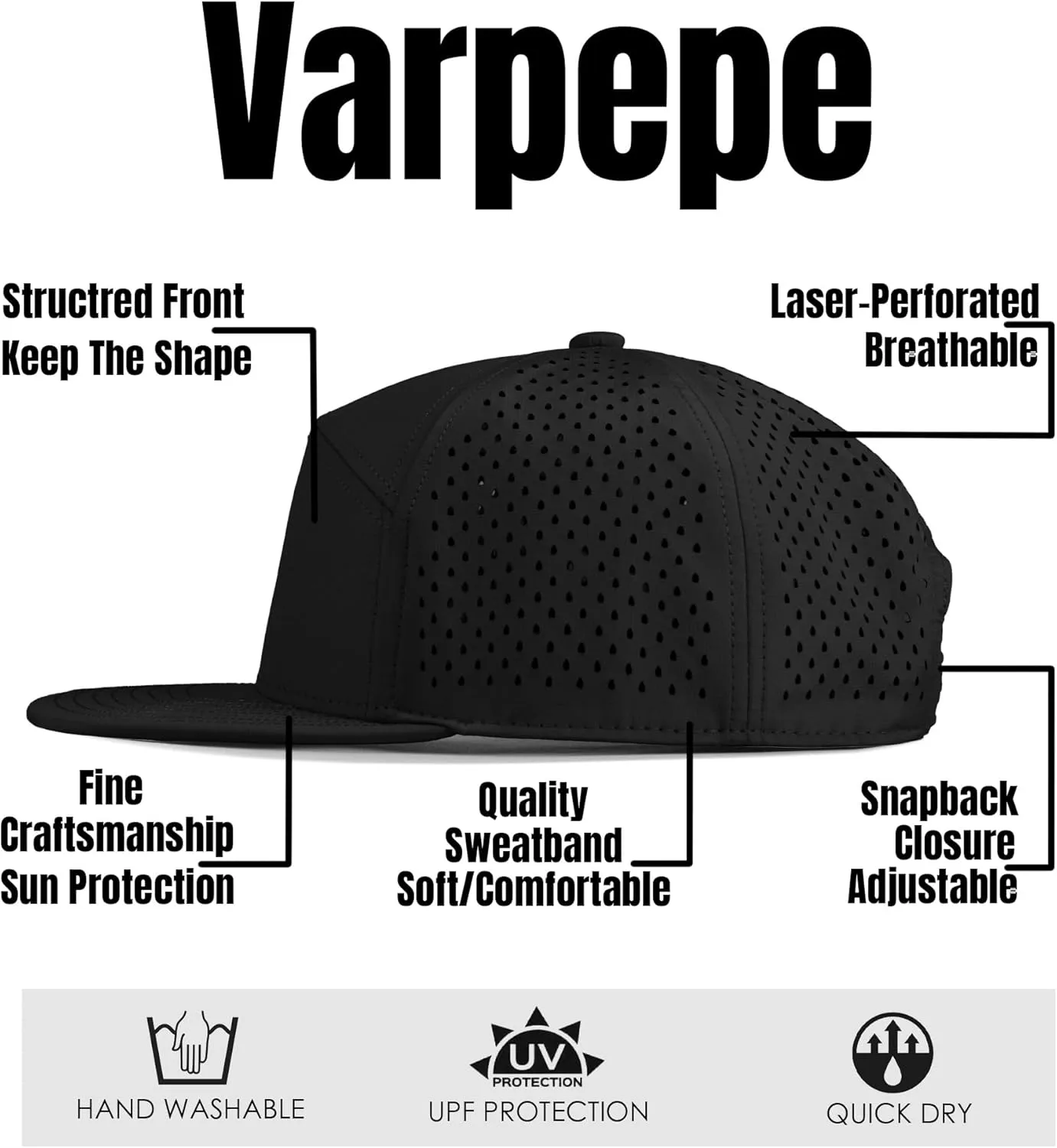 Performance Snapback Hats for Men Women,Flat Bill Cap,Golf,Running,Workout
