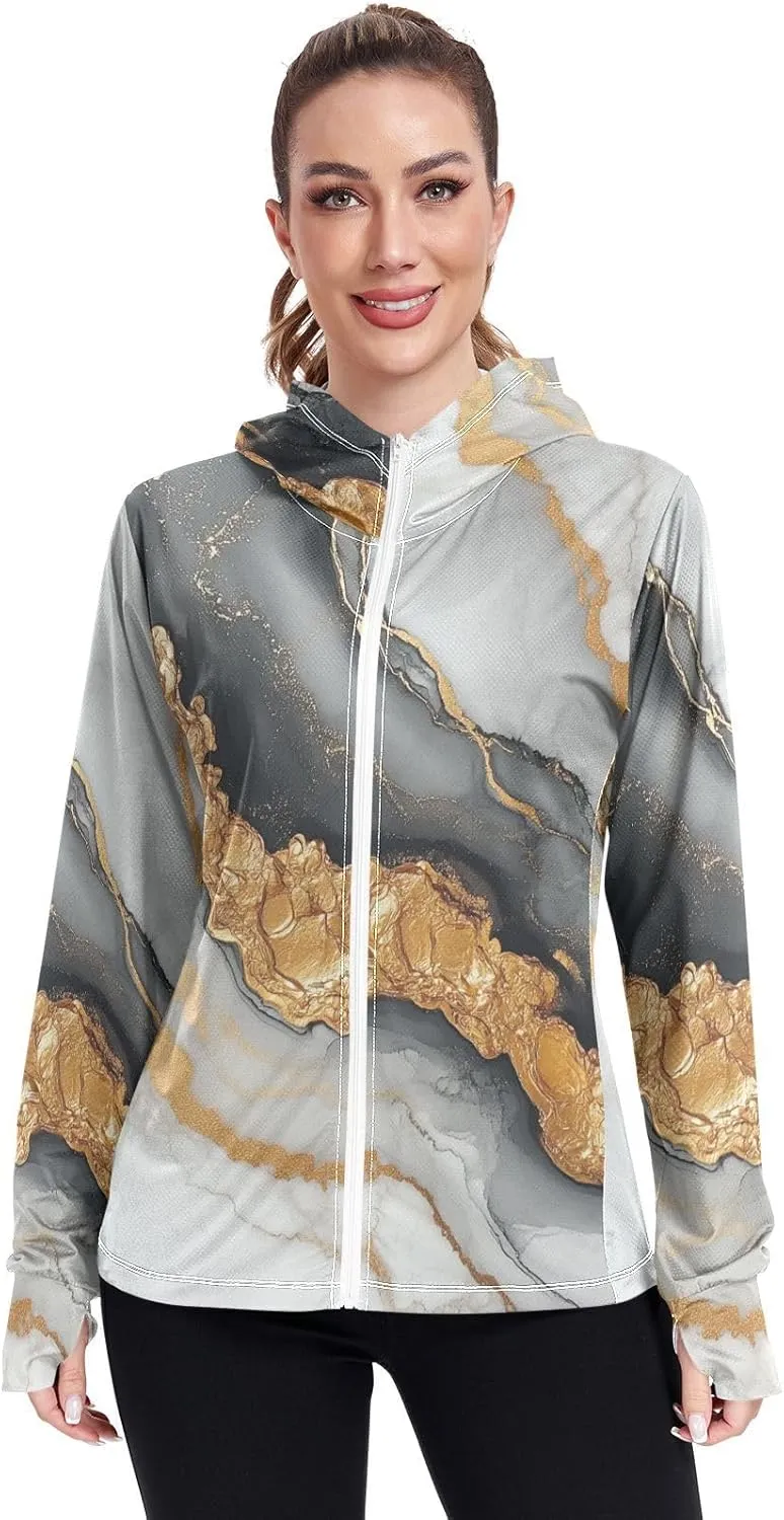 Plain Hoodie Long Sleeve Swim Shirts for Women UPF 50  Protection Workout Sweatshirt Hiking Outdoor Performance