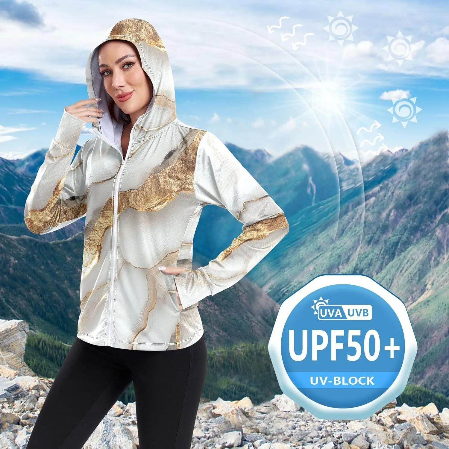 Plain Hoodie Long Sleeve Swim Shirts for Women UPF 50  Protection Workout Sweatshirt Hiking Outdoor Performance