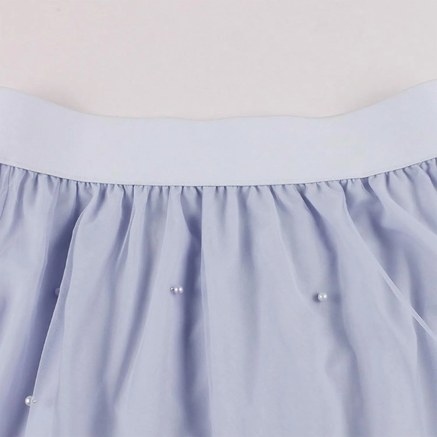 Pleated Skirts for Women Cute Elegant Stretch Waist Pleated Double Layer Party Midi Skirt Summer Causal Swing Skirt