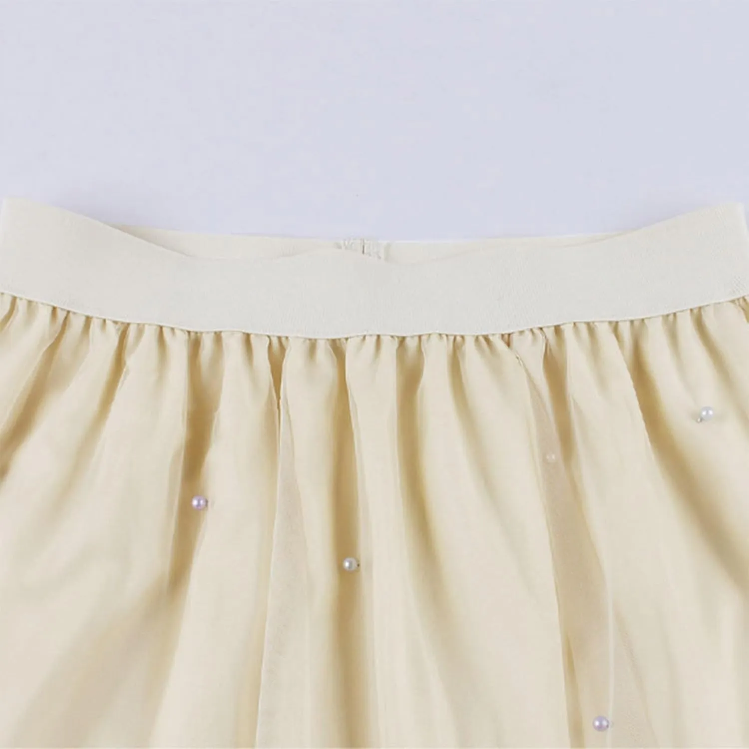 Pleated Skirts for Women Cute Elegant Stretch Waist Pleated Double Layer Party Midi Skirt Summer Causal Swing Skirt