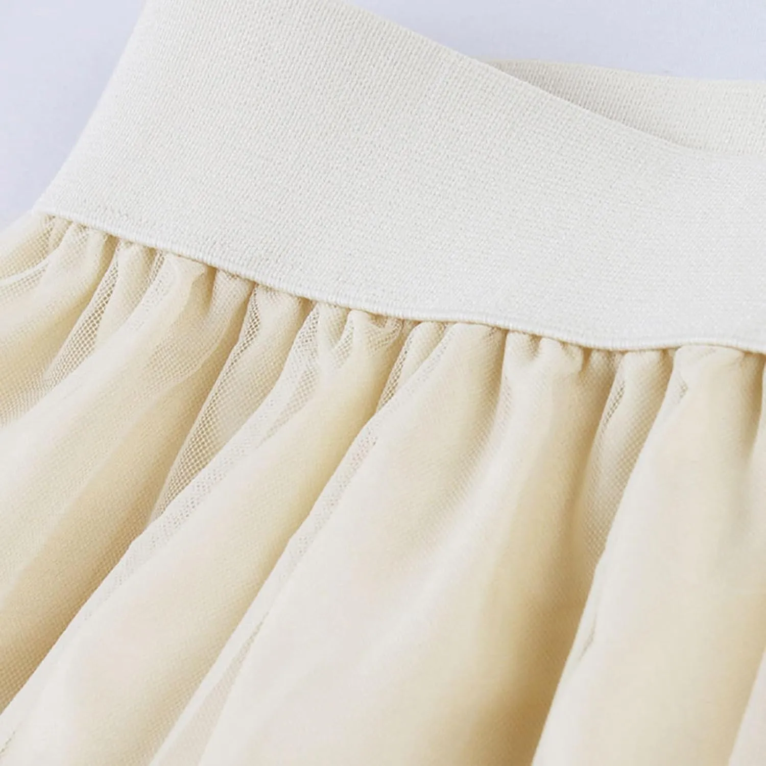 Pleated Skirts for Women Cute Elegant Stretch Waist Pleated Double Layer Party Midi Skirt Summer Causal Swing Skirt