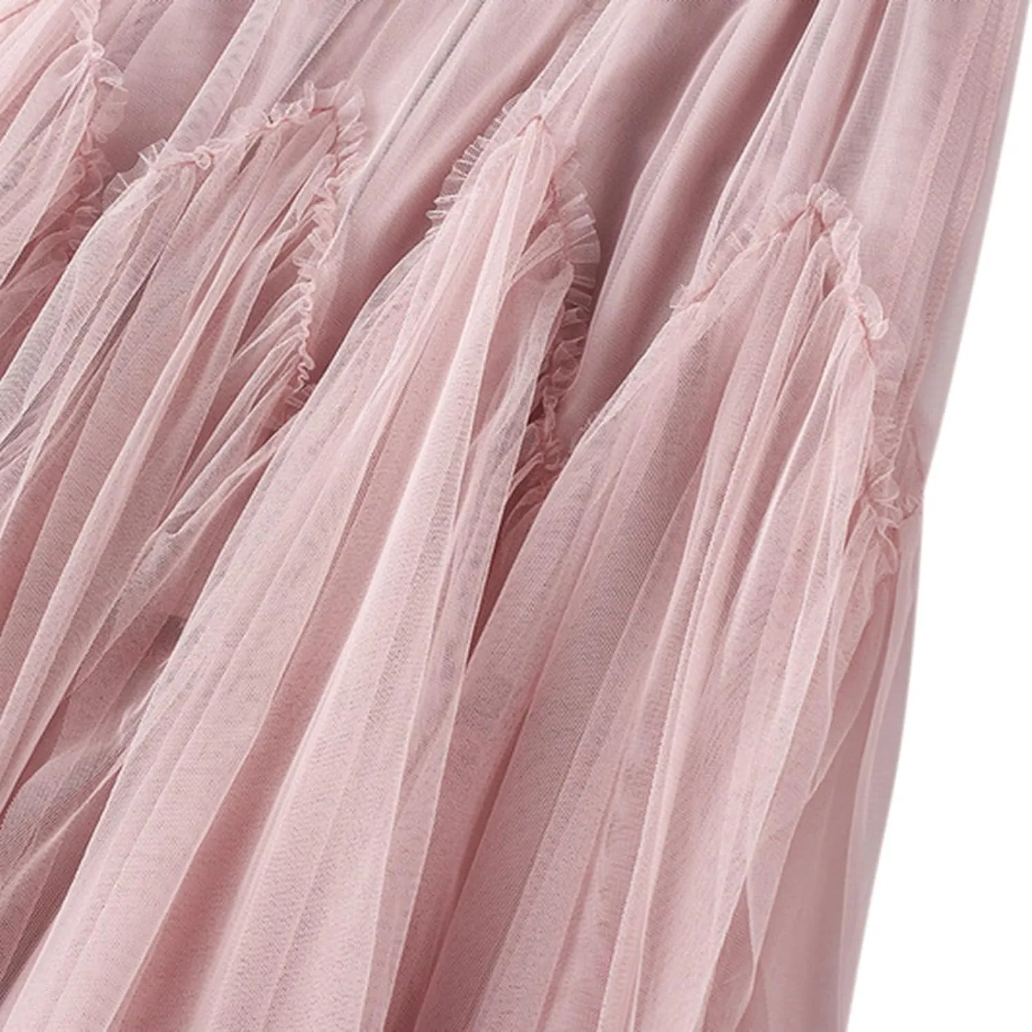 Pleated Skirts for Women Tulle Skirt Formal High Low Asymmetrical A-Line Fairy Elastic Waist Layered Long Midi Skirts