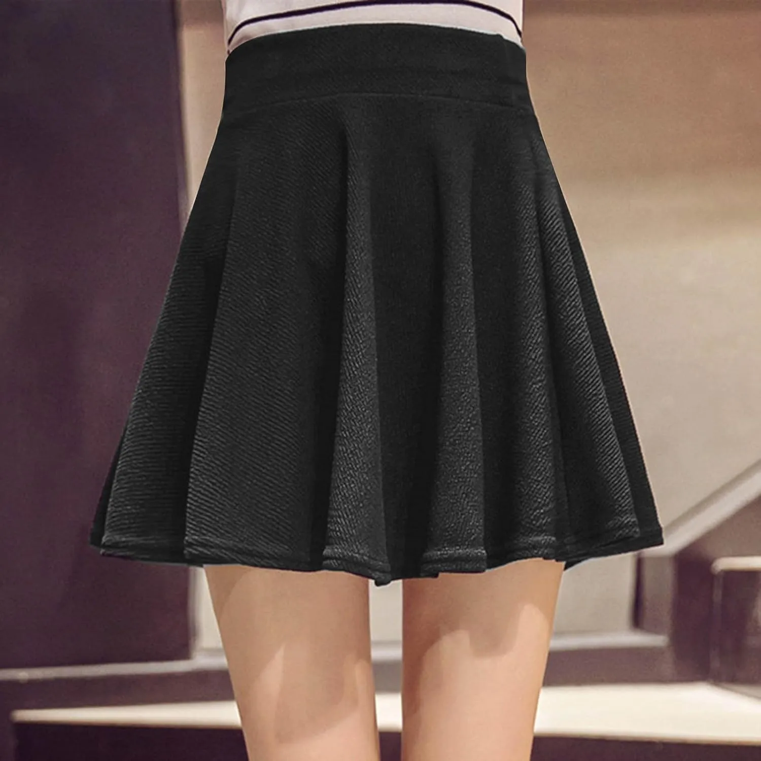 Plus Size Skirts for Women Flowy Pleated Skirts Casual Skater Skirt A-Line Mini Skirts High Wiasted Basic Skirts