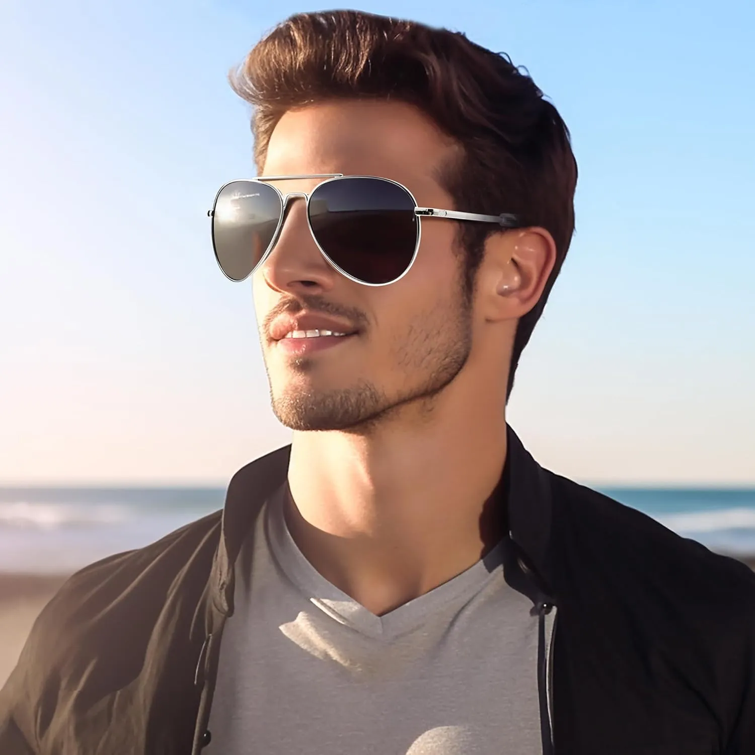 Polarized Aviator Sunglasses for Men Women Driving Sun glasses Metal Frame UV400 Protection