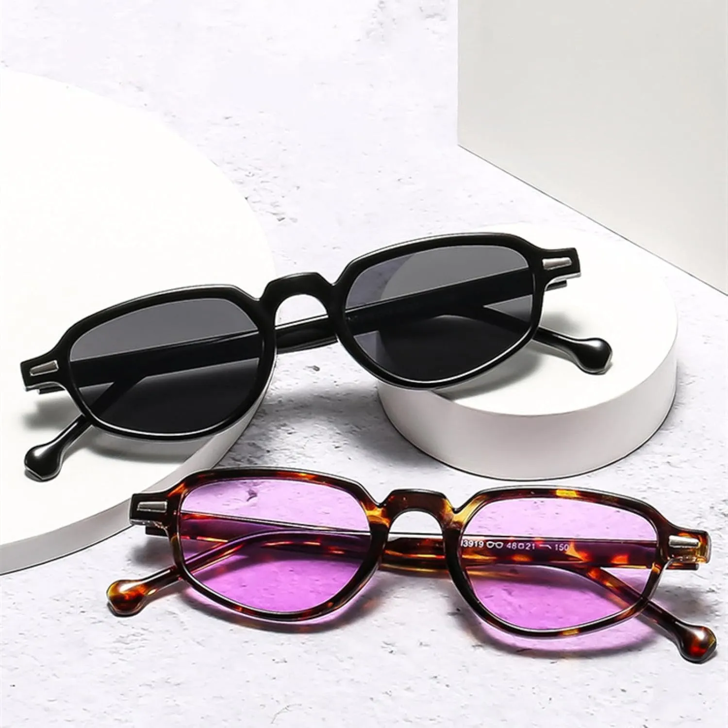 Popular Fashion Small Cat Eye Women Sunglasses Retro Clear Ocean Lens Uv400 Men Rivets