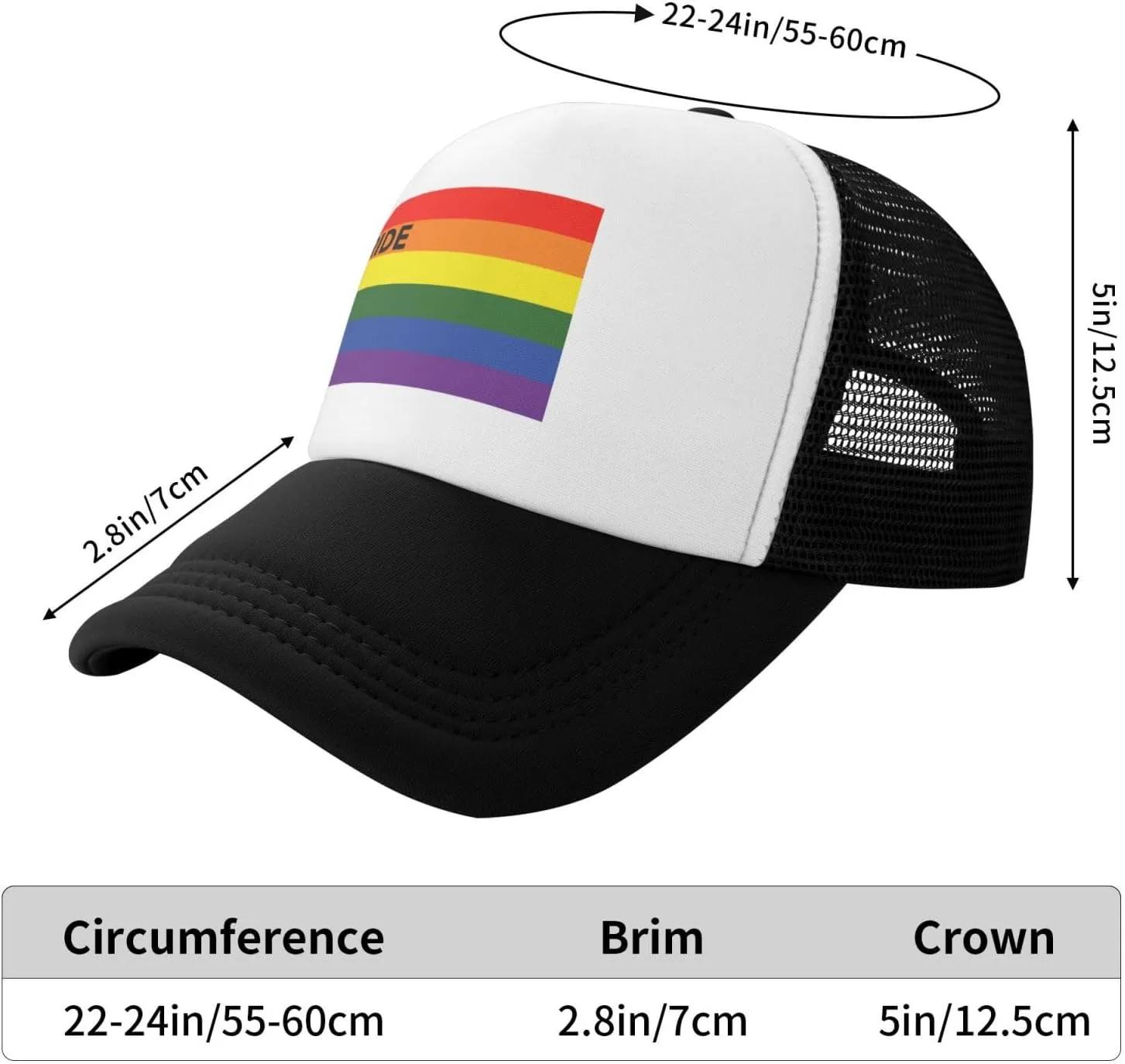 Pride Hat LGBT Baseball Cap Adjustable Rainbow Pride Trucker Hat Mesh Gay Pride Hats for Men Women