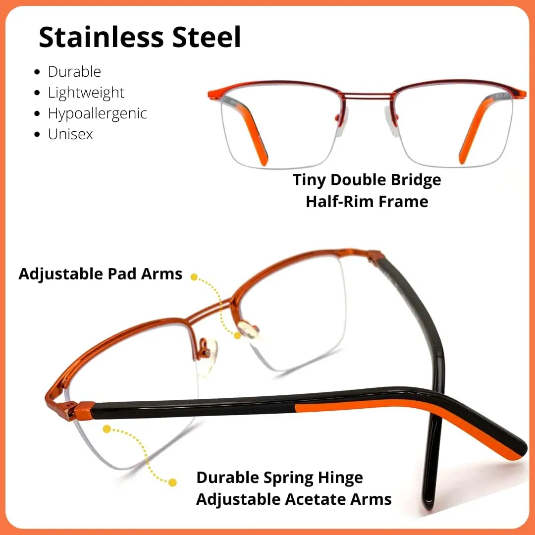 ProEyes Attitude 3, Progressive Multifocal Blue Light Blocking Readers w/Spring Hinge, Anti-Reflective Resin Lens, 0 Power on Top Lens (Rectangular Black, up 0.00,down 1.00)