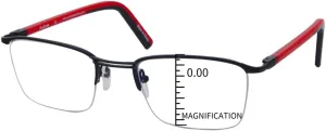ProEyes Attitude 3, Progressive Multifocal Blue Light Blocking Readers w/Spring Hinge, Anti-Reflective Resin Lens, 0 Power on Top Lens (Rectangular Black, up 0.00,down 1.00)