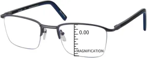 ProEyes Attitude 3, Progressive Multifocal Blue Light Blocking Readers w/Spring Hinge, Anti-Reflective Resin Lens, 0 Power on Top Lens (Rectangular Gun, up 0.00,down 1.00)