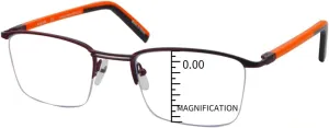ProEyes Attitude 3, Progressive Multifocus Reading Glasses, Anti Blue Light Resin Lens, Zero Magnification on Top Lens (Rectangular Brown, up 0.00,down 1.00)