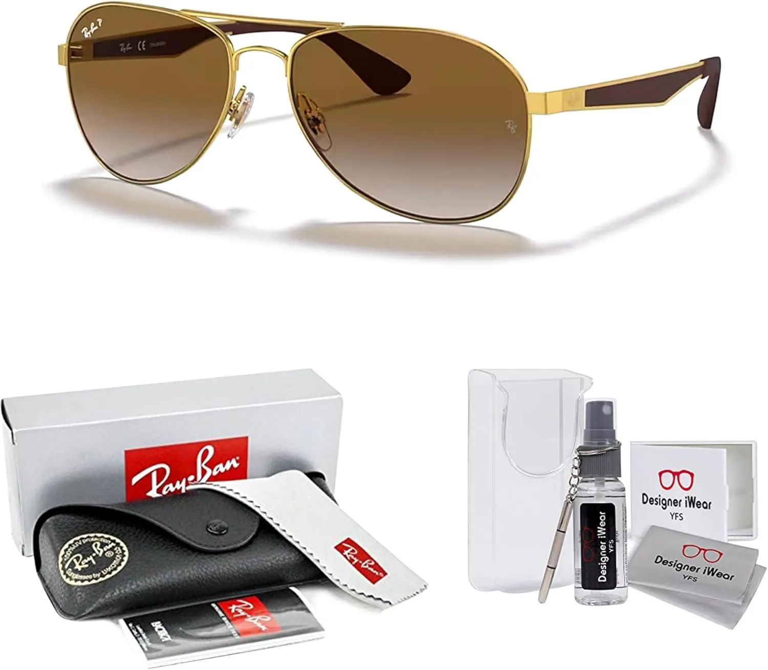 Ray-Ban RB3549 Aviator Sunglasses for Men for Women   BUNDLE With Deisgner iWear Compliemntary Eyewear Kit