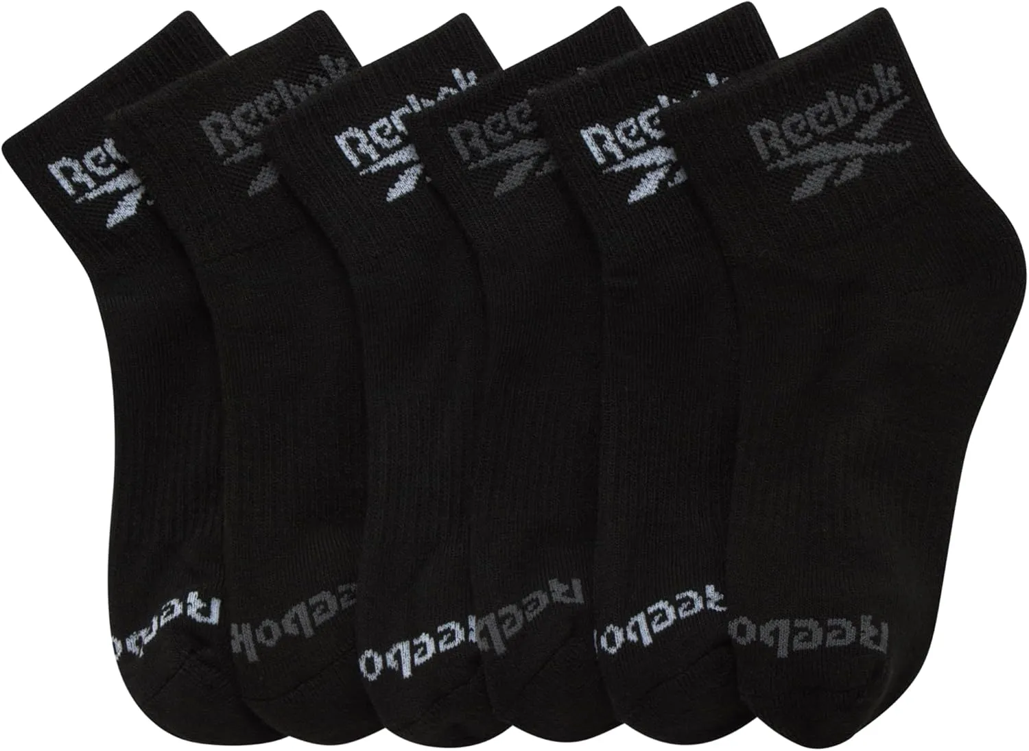 Reebok Boys' Quarter Socks - 6 Pack Stretch Performance Quarter Cut Arch Support Socks - Cushioned Athletic Socks for Boys