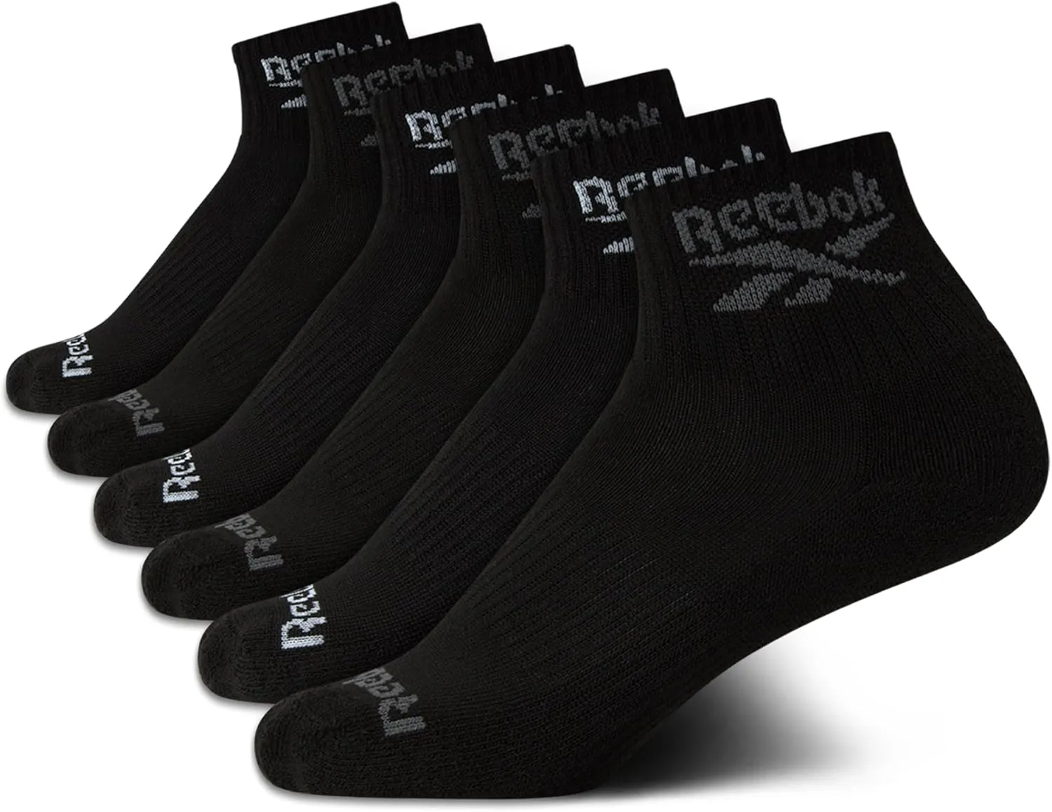 Reebok Boys' Quarter Socks - 6 Pack Stretch Performance Quarter Cut Arch Support Socks - Cushioned Athletic Socks for Boys