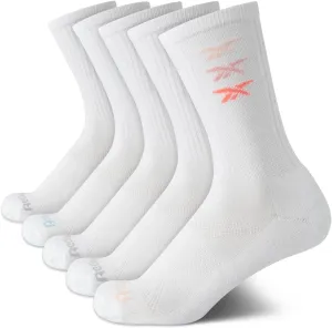 Reebok Womens Crew Socks - 5 Pack Athletic Performance Moisture-Wicking Cushioned Mid Calf Socks for Women (Sizes: 4-10)