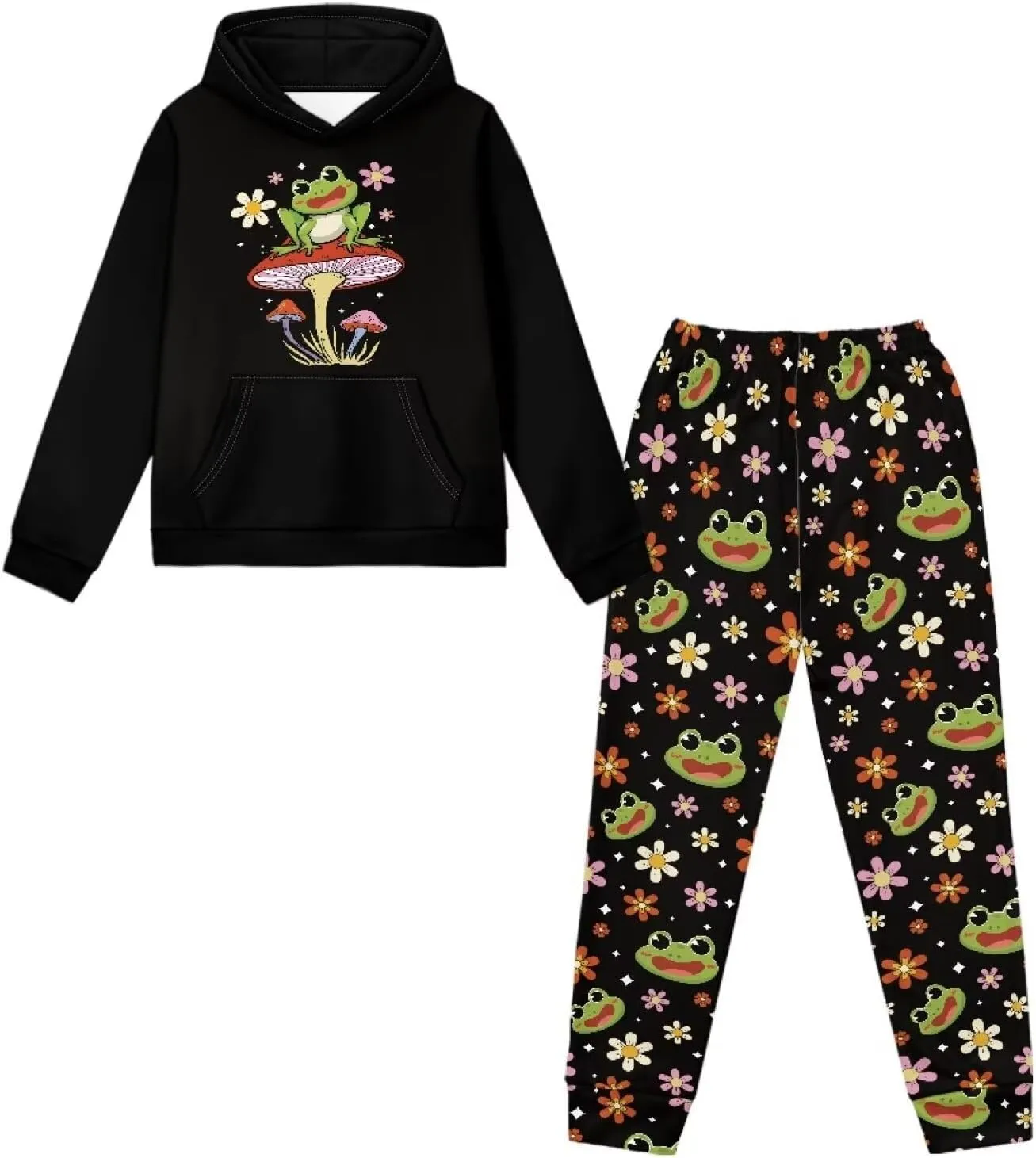 Renewold 2 Pieces Sweatsuits Set Long Sleeve Kids Hoodie Sweatshirt Jogger Sweatpants Girls Tracksuits Activewear