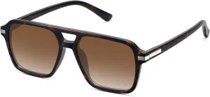 Retro Aviator Sunglasses for Women Men Trendy Classic Square 70s 80s 90s Vintage Shades Double Bridge Aviators FZN813