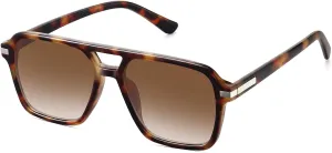 Retro Aviator Sunglasses for Women Men Trendy Classic Square 70s 80s 90s Vintage Shades Double Bridge Aviators FZN813