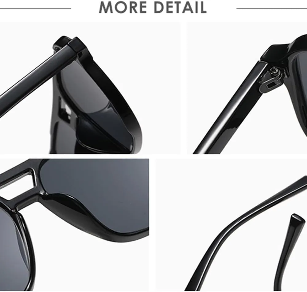 Retro Sunglasses Women Vintage Classic Oversized Double Bridge Big Oval Sun Shades Glasses Unisex Yellow Lens Eyewear