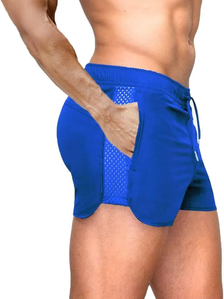 Rexcyril Men's Running Workout Shorts Quick Dry Gym Bodybuilding Athletic Shorts with Pockets