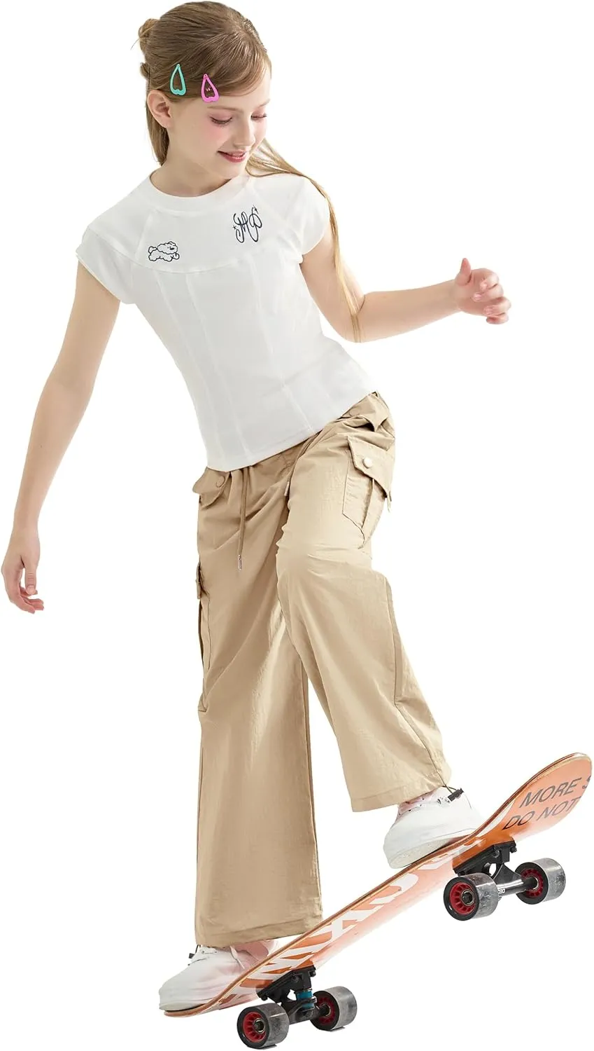 Rolanko Parachute Pants for Girls Y2K Cargo Trousers with Pockets Harajuku Jogger Pants Kids 4-14 Years