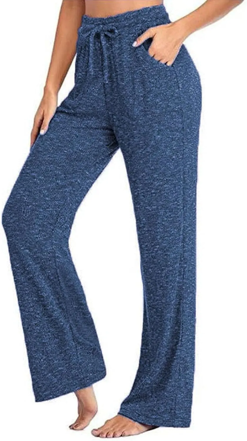 Rvidbe Wide Leg Sweatpants Women,Casual Drawstring Lace up Flare Pants Comfy Soft Cotton Loose Yoga Athletic Lounge Trousers