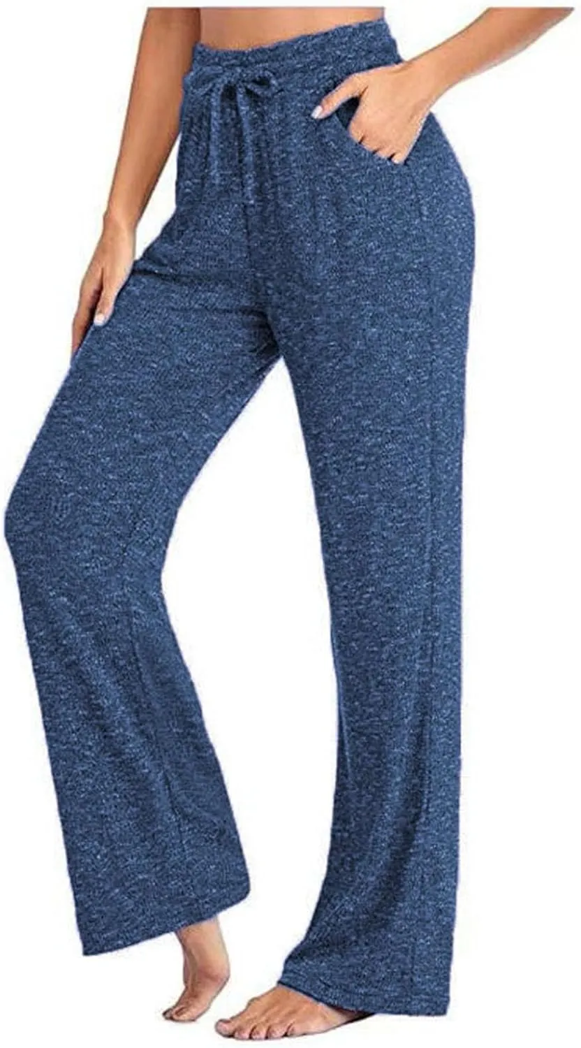 Rvidbe Wide Leg Sweatpants Women,Casual Drawstring Lace up Flare Pants Comfy Soft Cotton Loose Yoga Athletic Lounge Trousers