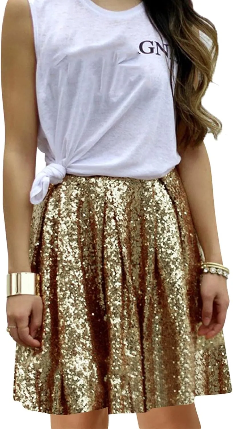 Sequin Skirt for Women Sparkly Glitter Mini Skirt Latin Women Dance Sexy Sparkly Skirt Shiny Skirt Night Black