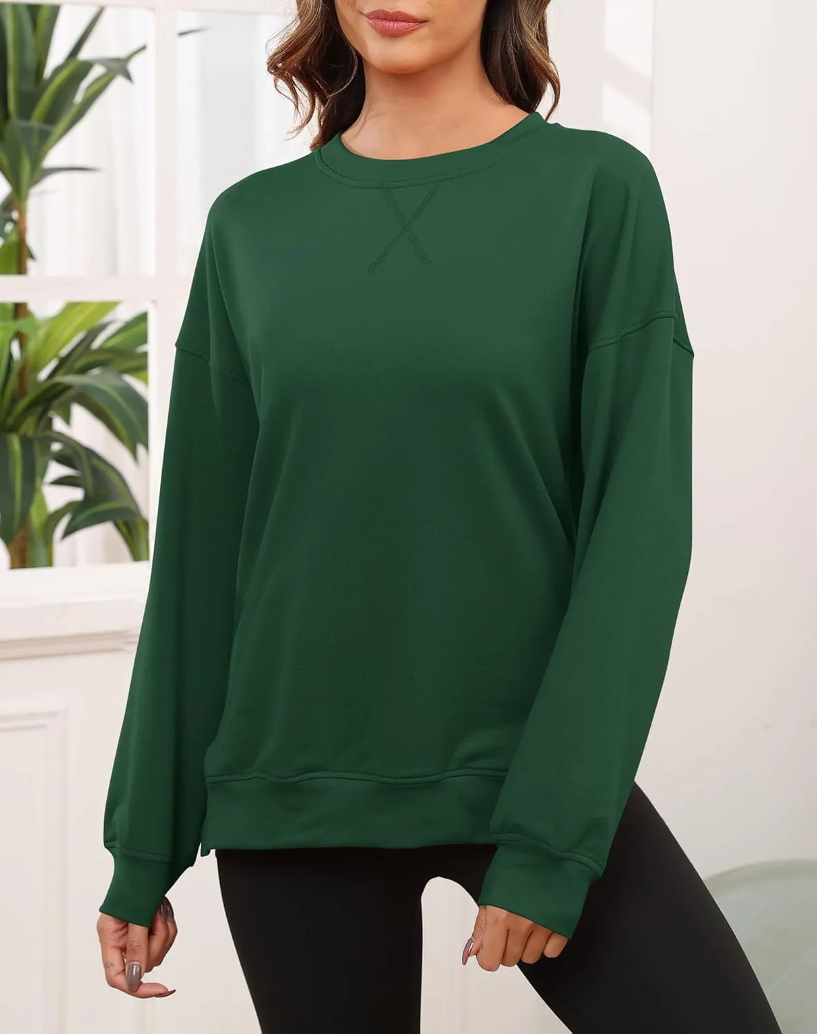 Smile Fish Women's Crewneck Sweatshirt Long Sleeve Side Split Tunic Tops Relaxed Fit Fall Shirts