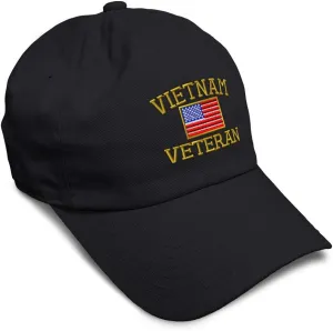 Soft Baseball Cap Vietnam Veteran War B Embroidery Flags USA Twill Cotton Army Dad Hats for Men & Women