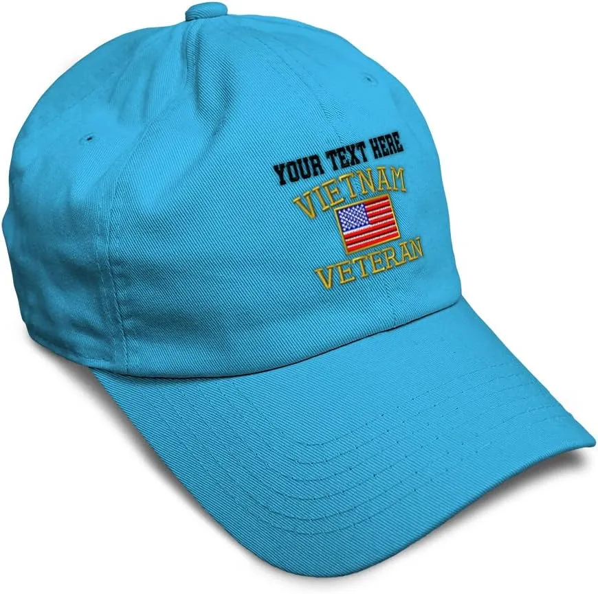 Soft Baseball Cap Vietnam Veteran War B Embroidery Flags USA Twill Cotton Army Dad Hats for Men & Women
