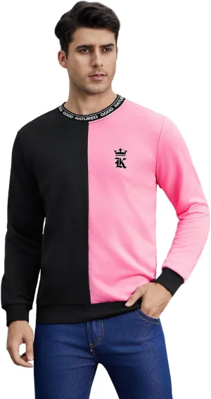 SOLY HUX Men's Sweatshirt Color Block Letter Graphic Long Sleeve Crewneck Pullover Tops