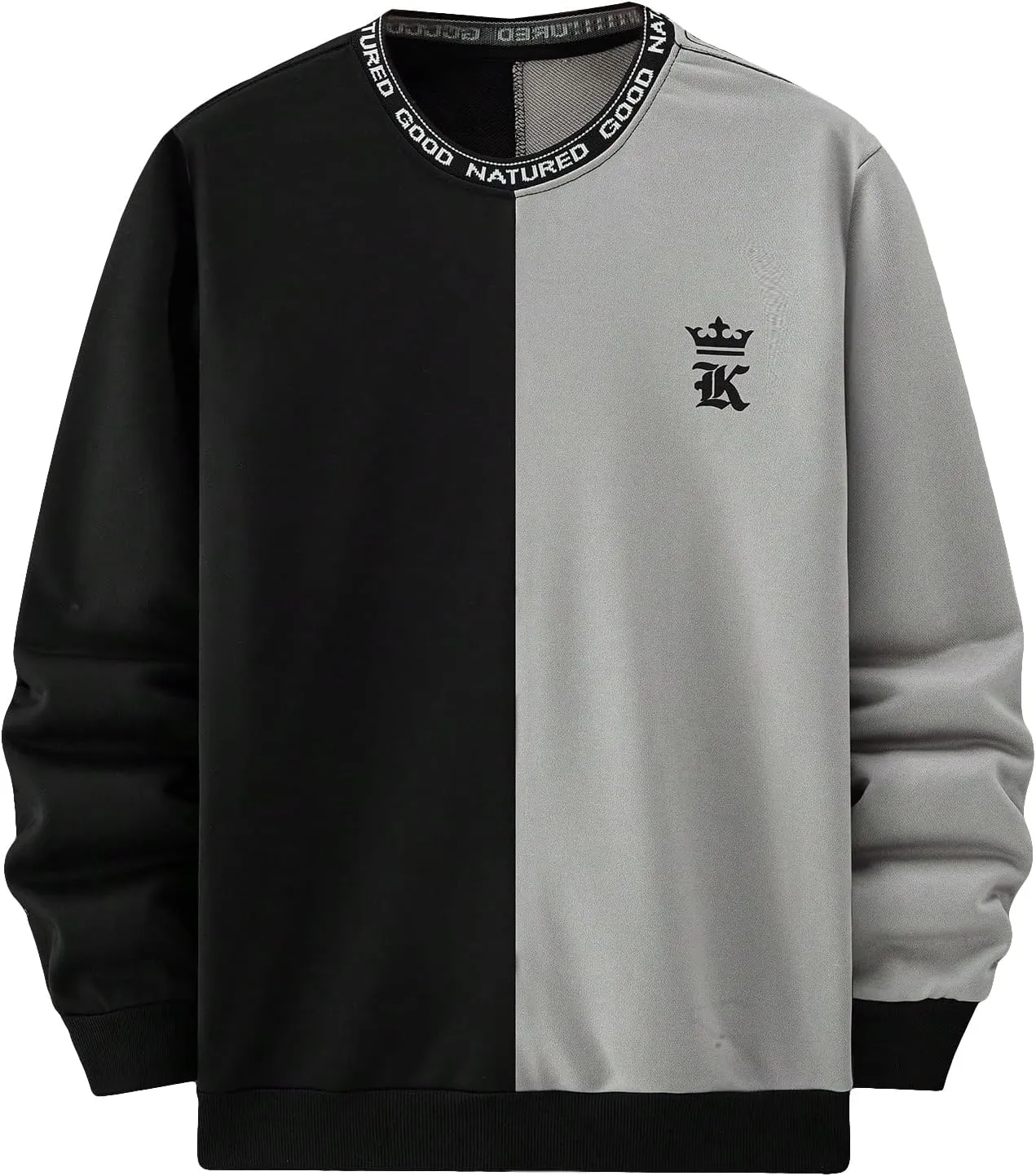 SOLY HUX Men's Sweatshirt Color Block Letter Graphic Long Sleeve Crewneck Pullover Tops