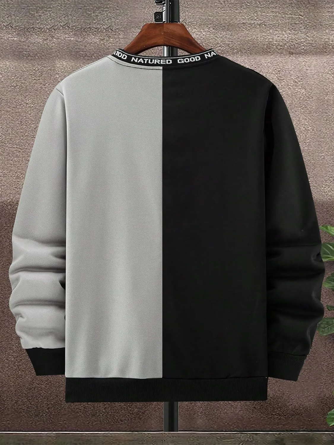 SOLY HUX Men's Sweatshirt Color Block Letter Graphic Long Sleeve Crewneck Pullover Tops