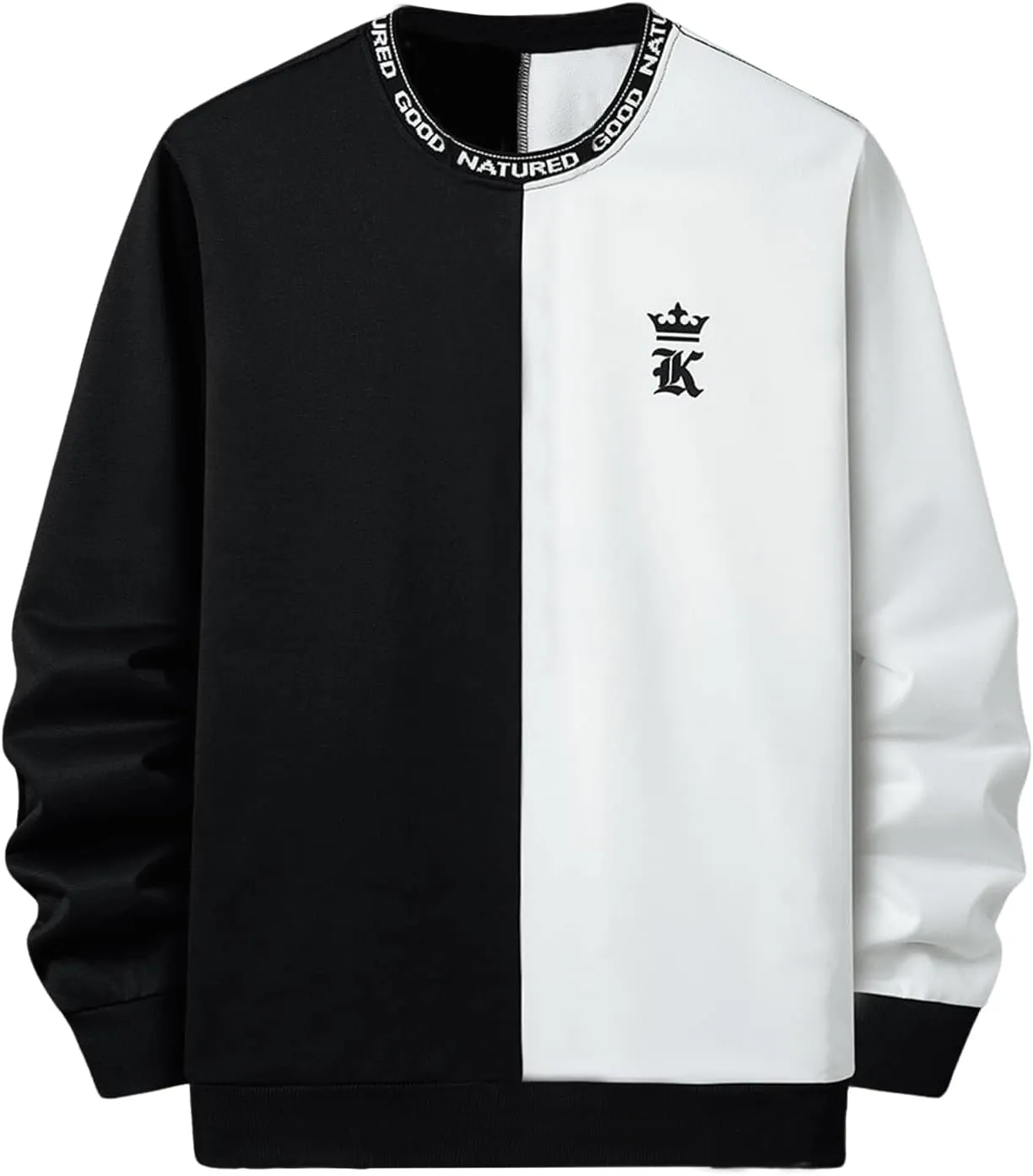 SOLY HUX Men's Sweatshirt Color Block Letter Graphic Long Sleeve Crewneck Pullover Tops