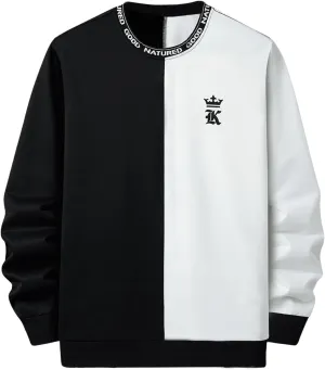 SOLY HUX Men's Sweatshirt Color Block Letter Graphic Long Sleeve Crewneck Pullover Tops