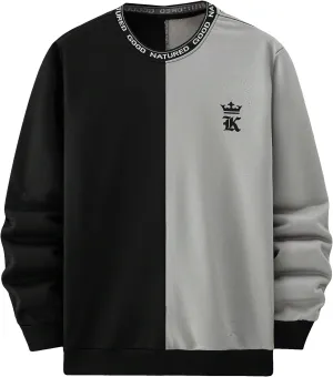 SOLY HUX Men's Sweatshirt Color Block Letter Graphic Long Sleeve Crewneck Pullover Tops