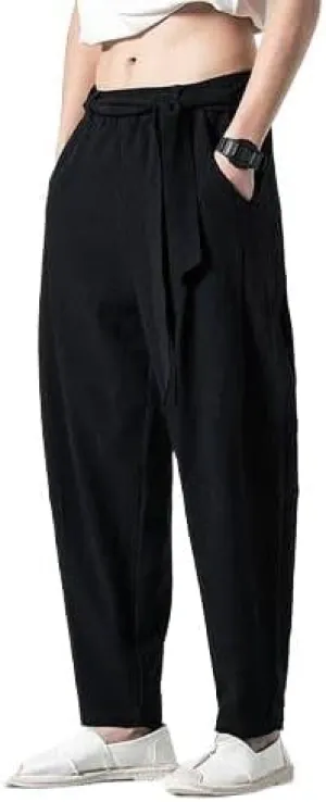 Spring Summer Haren Pants Men Casual Sweatpants Elastic Waist Pants Mens Joggers Hip Hop Trousersa Black1 XL