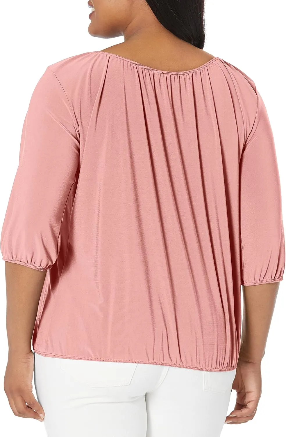 Star Vixen Women's 3/4 Sleeve, Front Tie Peasant Top