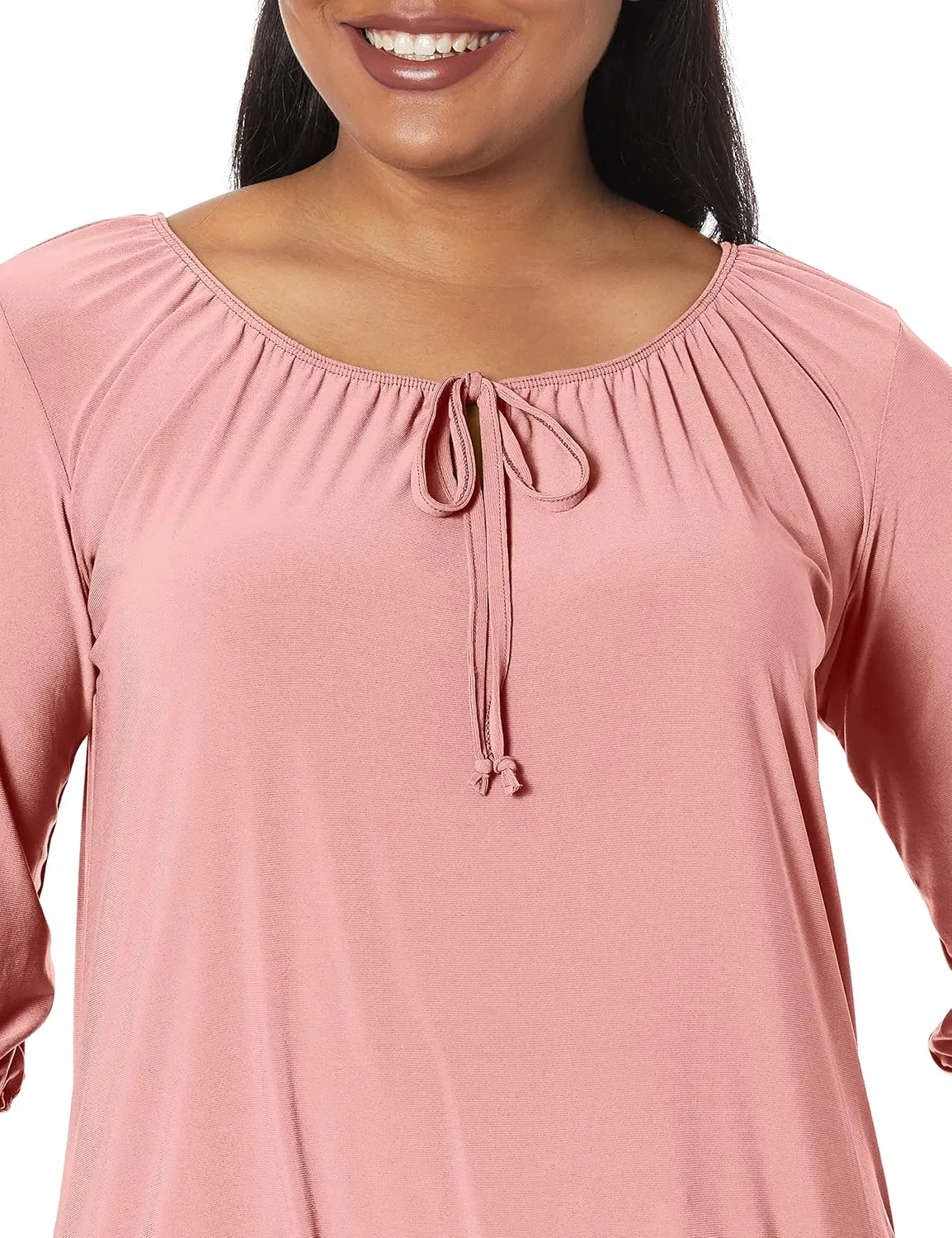 Star Vixen Women's 3/4 Sleeve, Front Tie Peasant Top