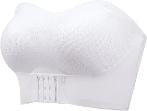 Strapless Bras for Womens Front Buckle Lift Bra Wirefree Push Up Seamless Detachable Straps Invisible Bandeau Bra