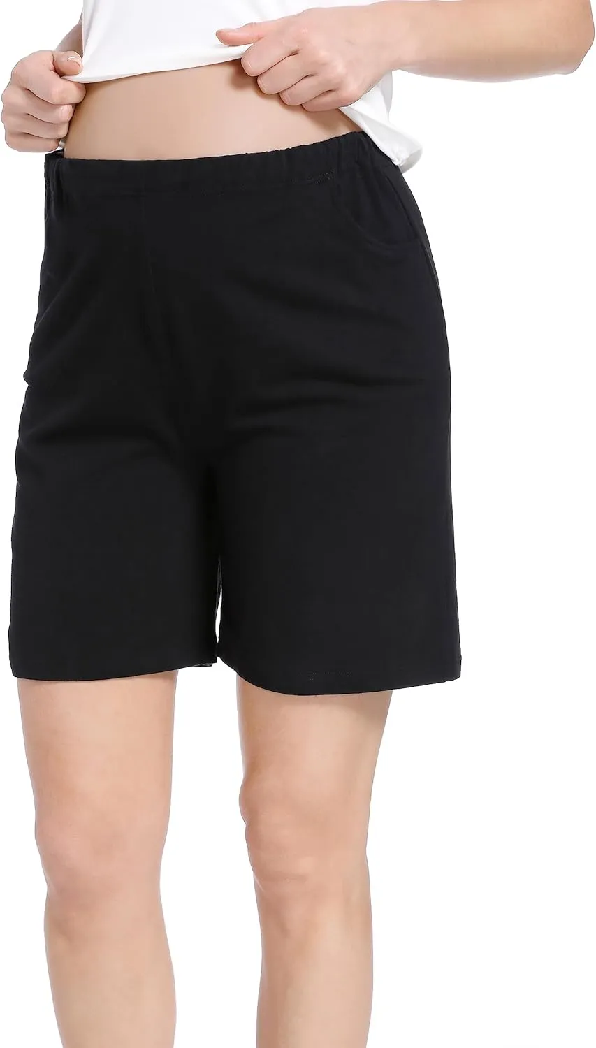 SUIEK Women's Maternity Shorts Lounge Workout Activewear Pregnancy Pants Maternity Cotton Pajamas - 3 Pack